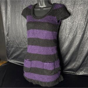 JJ Basics Black and Purple Knit Dress Size M